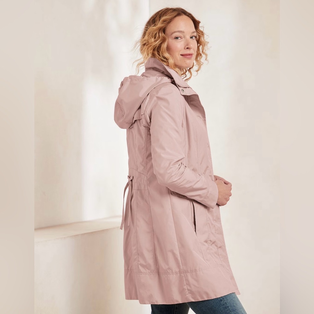 Cole Haan Back Bow Packable Hooded Raincoat in: Canyon Rose